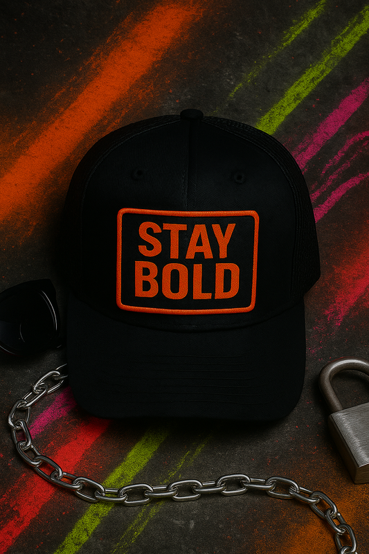 STAY BOLD Neon Patch Trucker Hat
