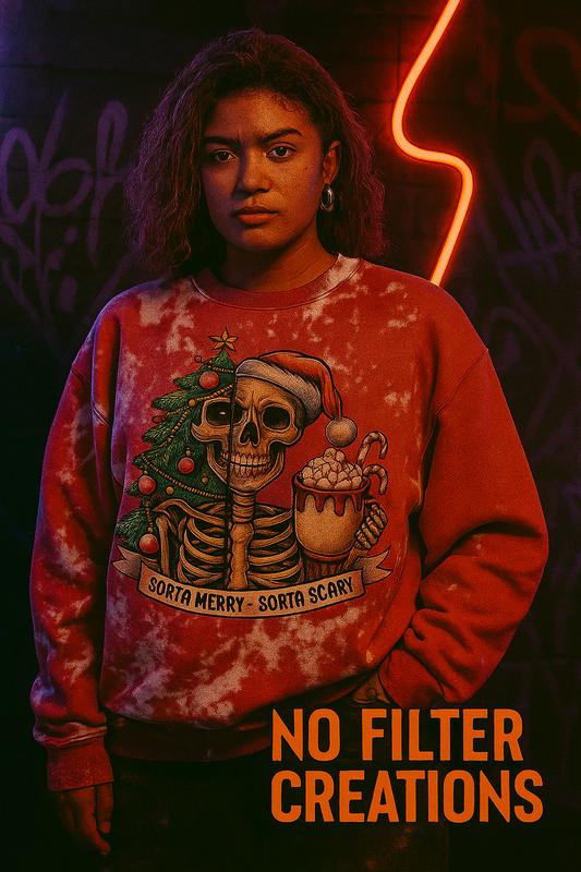 🎄 Sorta Merry - Sorta Scary Christmas Bleached Sweatshirt 🎄
