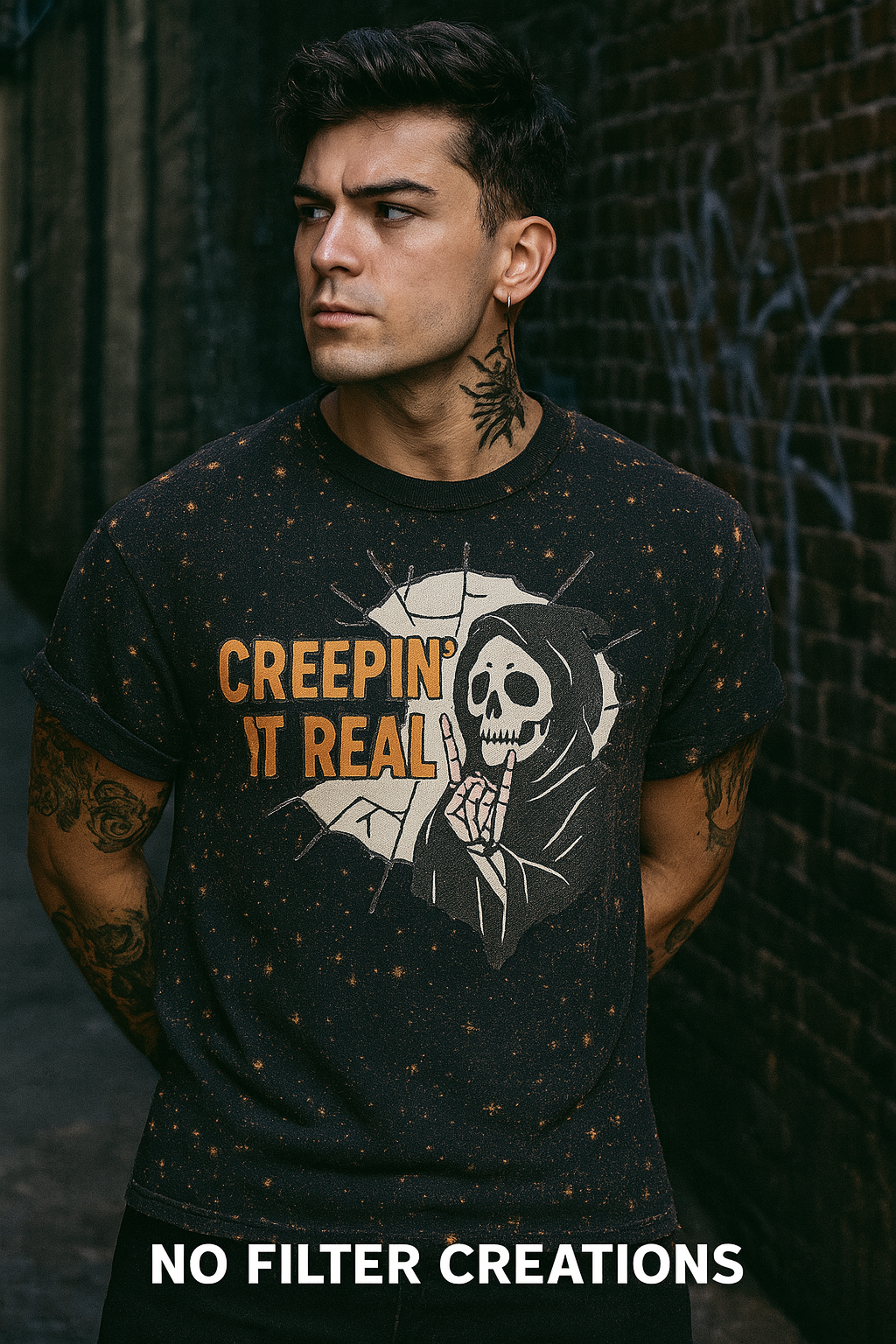 CREEPIN' IT REAL – Halloween Bleached Tee