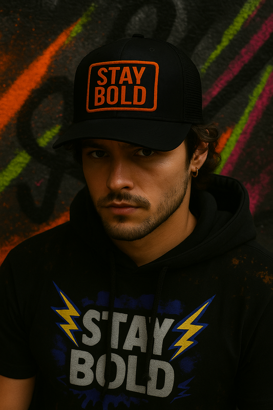 STAY BOLD Neon Patch Trucker Hat